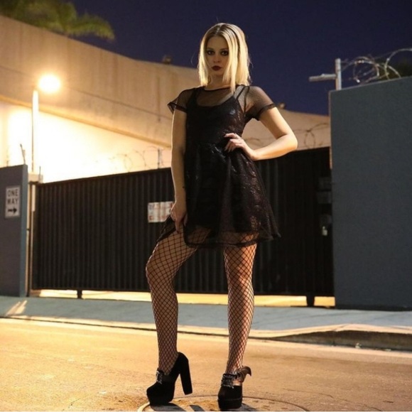 Iron Fist Black Mesh Overlay Dress - Picture 3 of 8
